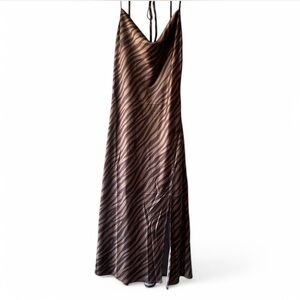 West of Melrose Brown zebra Striped Maxi Dress